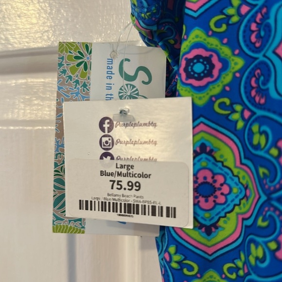 NWT Women’s Southwind Apparel Blue Multi Color Nylon & Spandex Wide Leg Pants - Picture 6 of 10